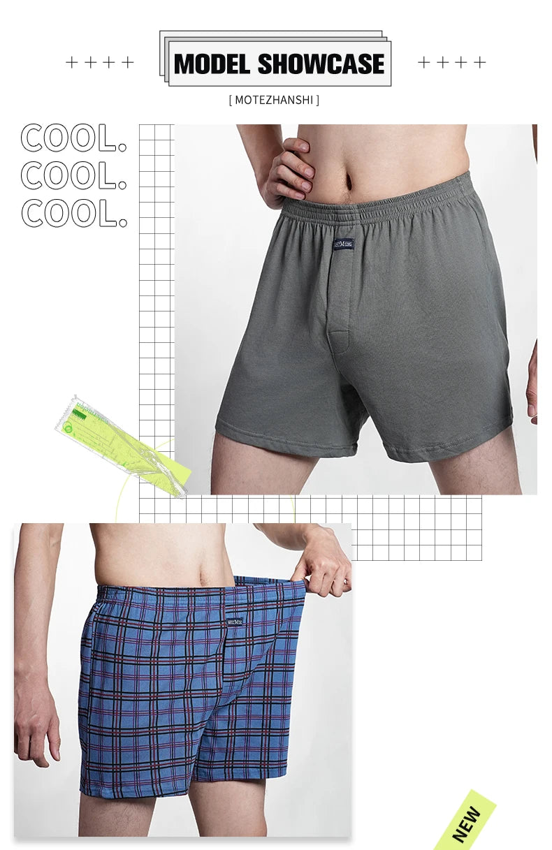 2024 Men's 100% Cotton Boxer Shorts Foreskin Underwear High Waist Big Underpants Casual Plaid Plus Size Aro Alo Allo Pants M-3XL