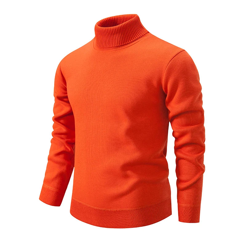 New Winter Turtleneck Sweater Thick Mens Casual Pullover Sweaters Solid Color Quality Warm Slim Turtleneck Sweaters Pullover Men