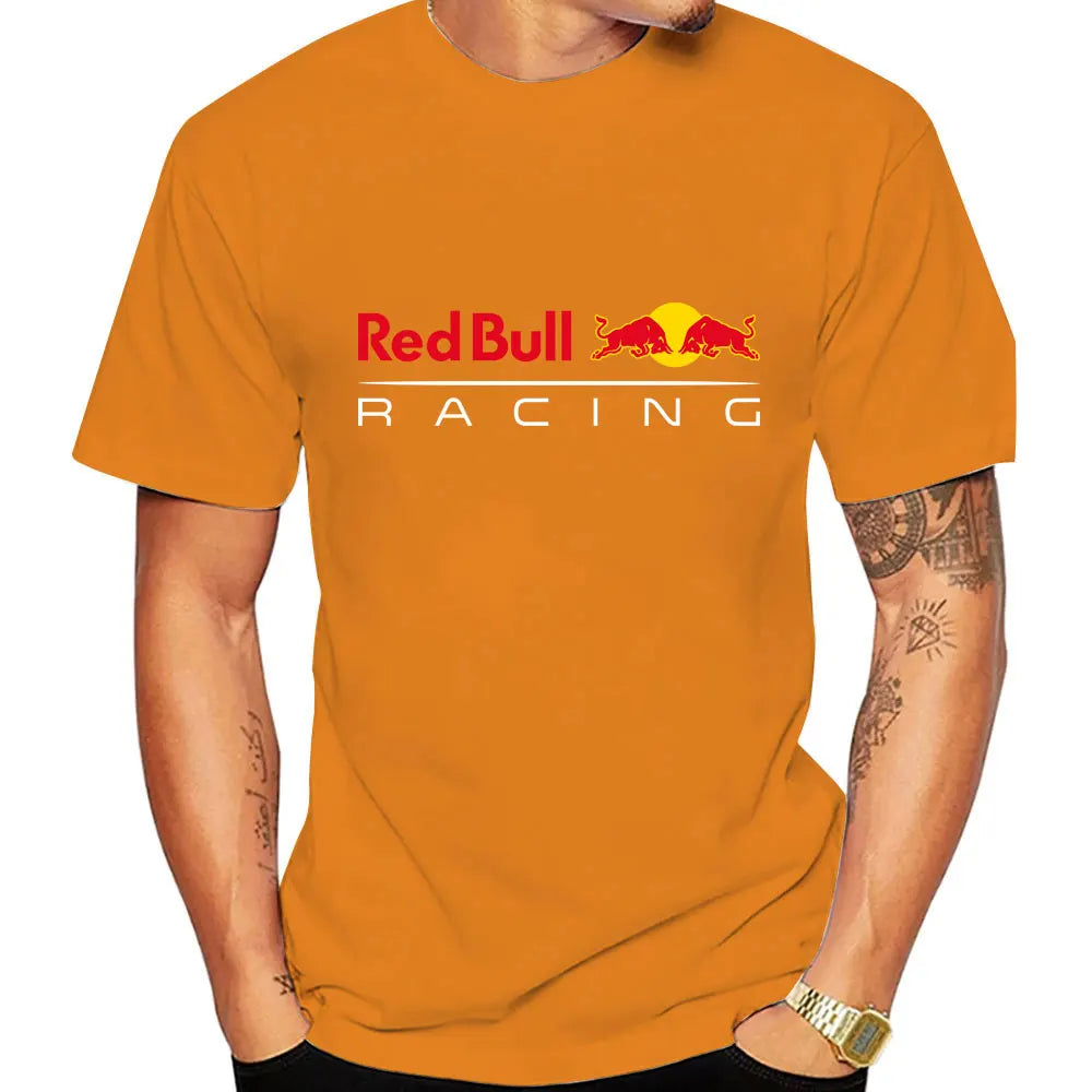 Red Bull Logo Racing Team Men Summer T-shirt Short Sleeve Women T Shirts 100% Cotton Fashion Couple Oversized Clothes Tees Tops