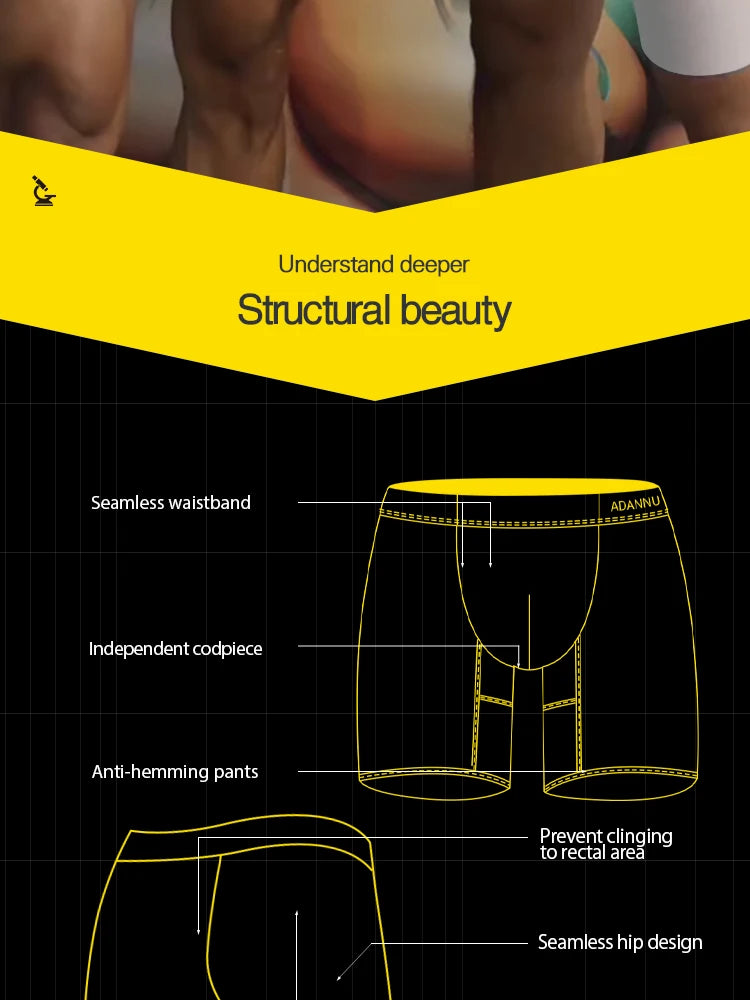 ADANNU Summer Ice Silk Men Underwear Sexy Transparent Gays Man Boxer Underpants Ultra-thin Sports Men's Panties Sissy Man Boxers