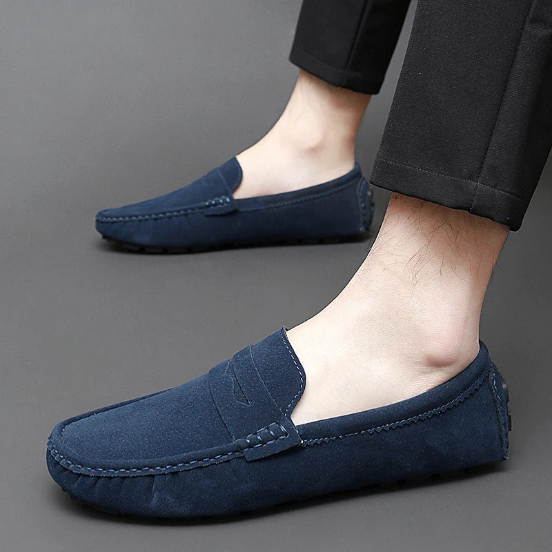 Suede Leather Mens Loafers New Fashion Walking Shoes New Comfy Man Drive Flats Classic Original Style Men Casual Shoes Moccasins