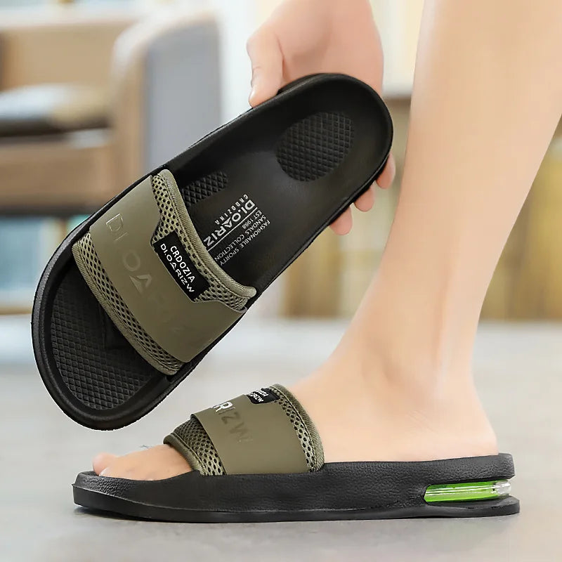 Summer Men's Mesh Surface Slippers EVA Platform Open Toe Slip on Sandals Home Non-slip Slides Outdoor Beach Sandal Shoes for Men