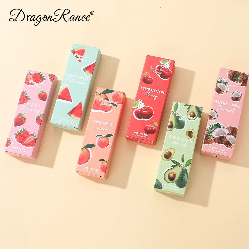 Dragon Ranee 2pcs/set Moisturising Crayon Lipstick Pencil Long Lasting Moisturising Lip Liner Solid Fruit Lip Nectar
