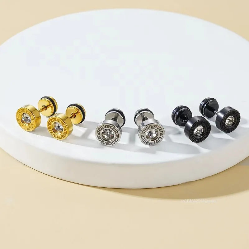 Vintage Unisex Stud Earrings Men Ear Piercing Stud Earrings Funny Punk Male Female Earings Fashion Stainless Steel Earring