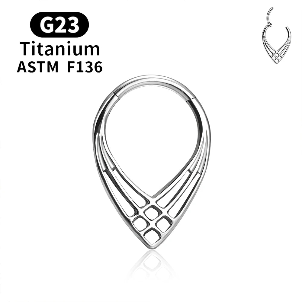 ASTM F136 G23 TItanium Piercing Septum Heart Nose Rings 16G Hinged Clicker Tragus Cartilage Helix Earrings Punk Body Jewelry