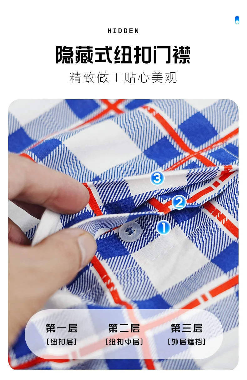 Breathable Cotton Men's Mid-Waist Shorts Plus Size Loose-Fit Plaid Underpants For Home Sleep Summer Loungewear