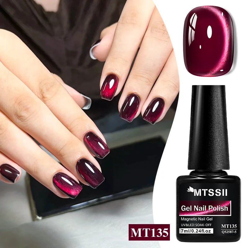 7ml Moonlight Magnetic Cat Eye Gel Nail Polish Grey Blue Red Black Autumn and Winter Nails Ultra Shine Soak Off UV Gel Nail Art