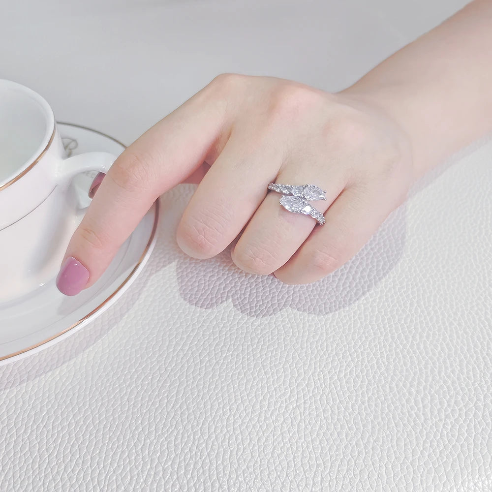 2024 New Arrival Unique Design Silver Color Adjustable Fashion Ring for Women Valentine's Day Gift Jewelry R8405