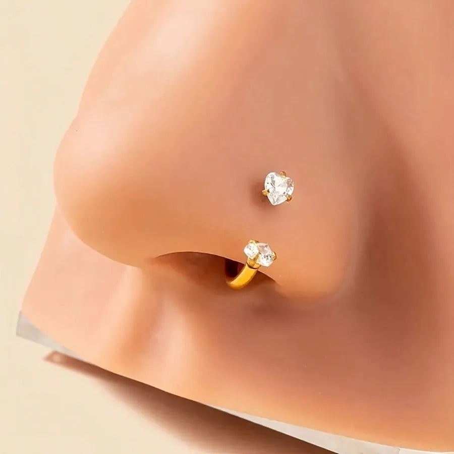 Horseshoe Nose Rings Heart Star Pink CZ Internal Threaded Horseshoe Septum Ring Cartilage Tragus Earrings Helix Piercing Jewelry