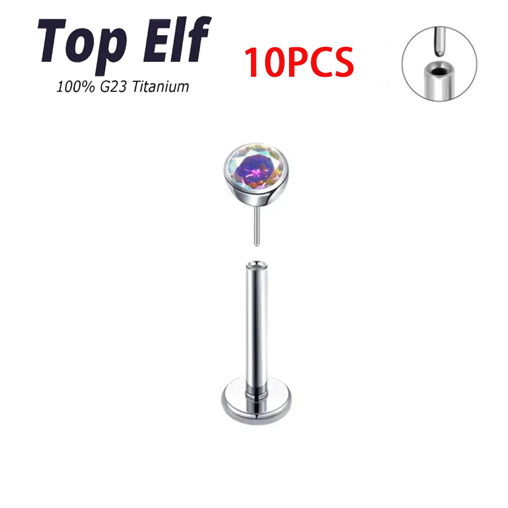 Wholesale 2/10pcs G23 ASTM F136 Titanium Top Exquisite Zircon Insertion Earrings Nose Nails Lip Nails Body Piercing Jewelry