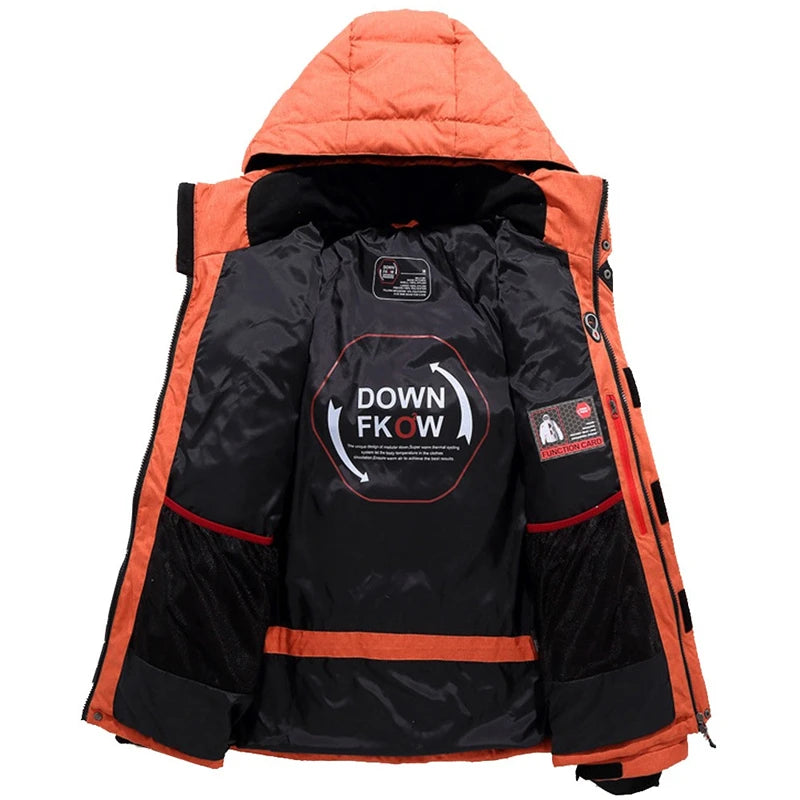 -20 Degree Down Jacket Male Winter Parkas Men White Duck Down Jacket Hooded Outdoor Thick Warm Padded Snow Coat Oversize M-4XL