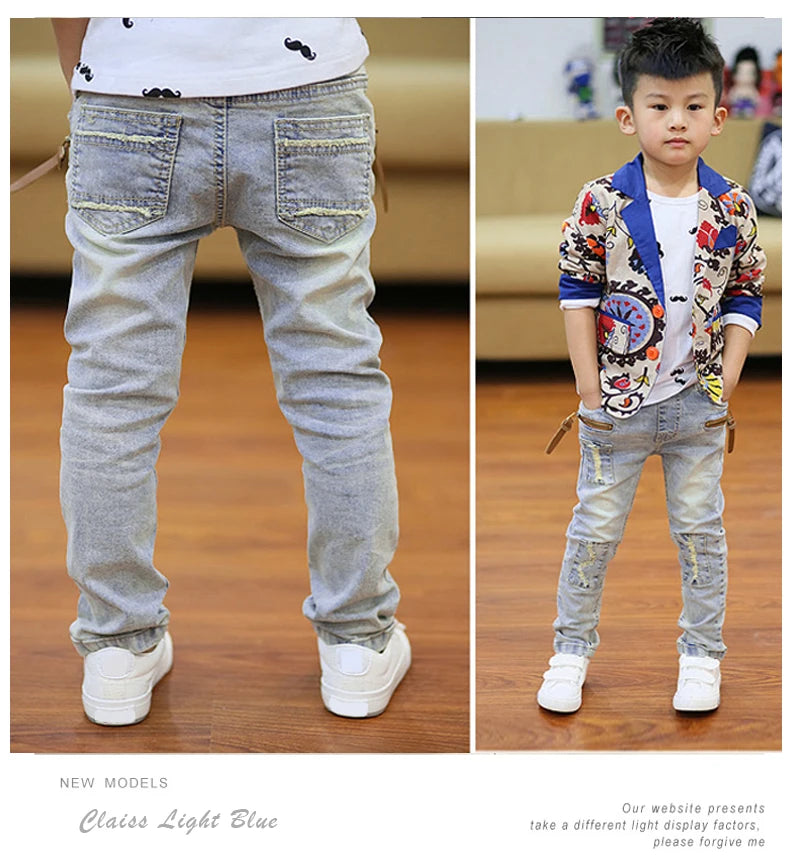 IENENS Kids Boys Jeans Classic Cowboy Pants Children Denim Clothing Bottoms Baby Boy Casual Trousers 4 5 6 7 8 9 10 11 Years