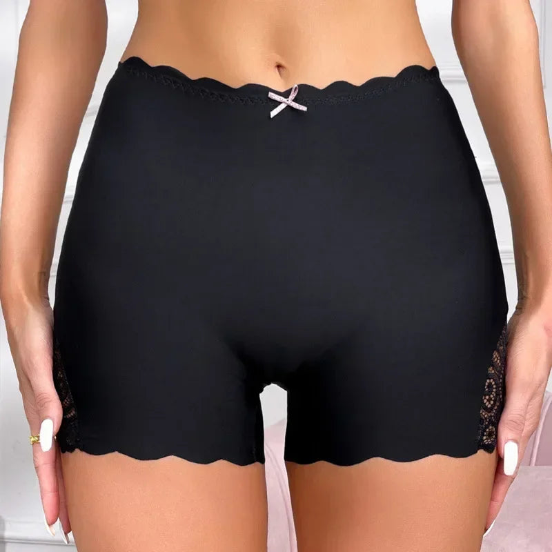 Sexy Lace Edge Safety Short Pants Soft Seamless Under Skirt Shorts Modal Ice Silk Breathable Short Tights Women Underwear