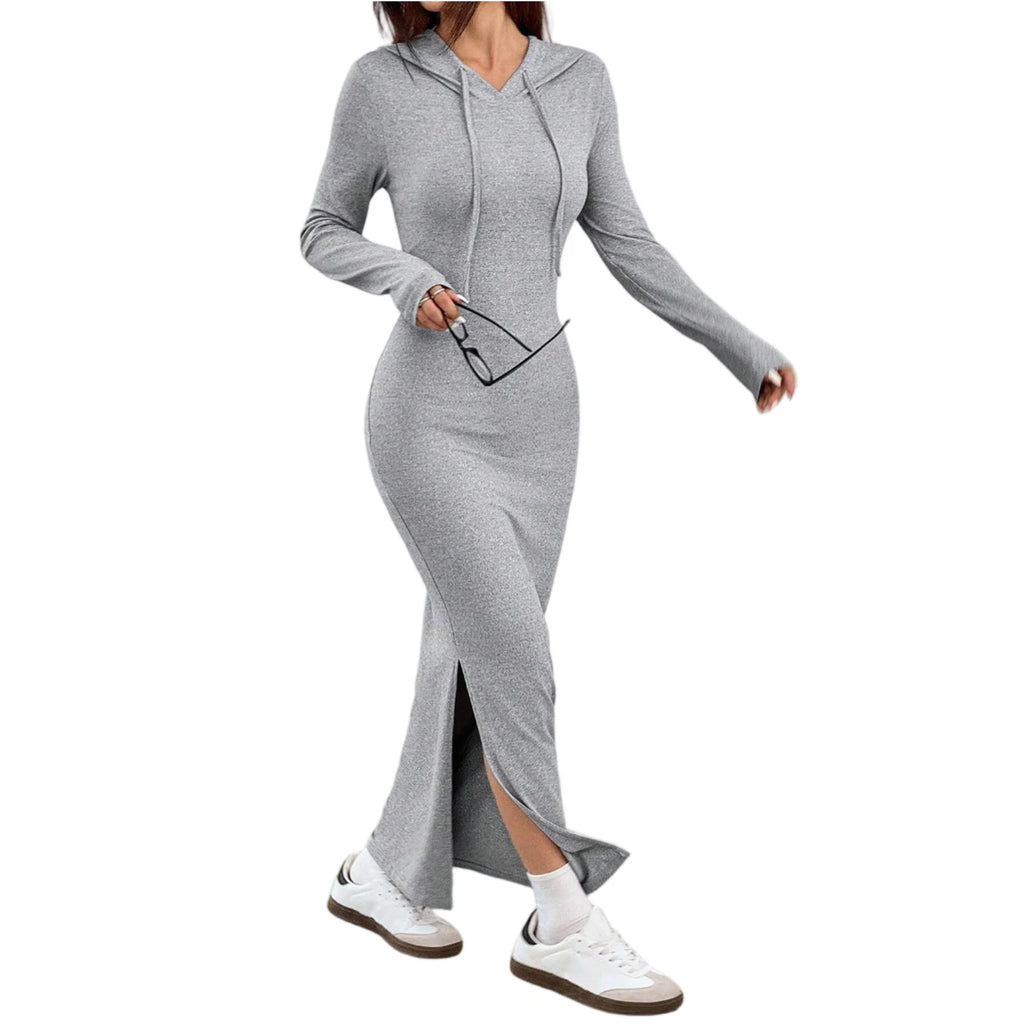 Women's Long Dress High Waisted Slim Fitting Pencil Skirt Bodysuit Fashion Long Dress Casual Dresses Sweatshirt Hooded Dress