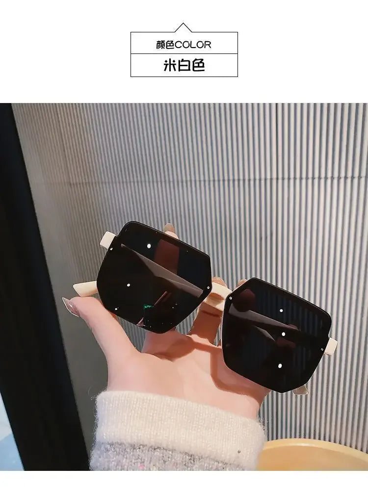 Vintage Women Large Frame Square Sunglasses Men Luxury Sun Glasses Brand Design Trendy Eye Glasses UV400 Shades Driving Goggle
