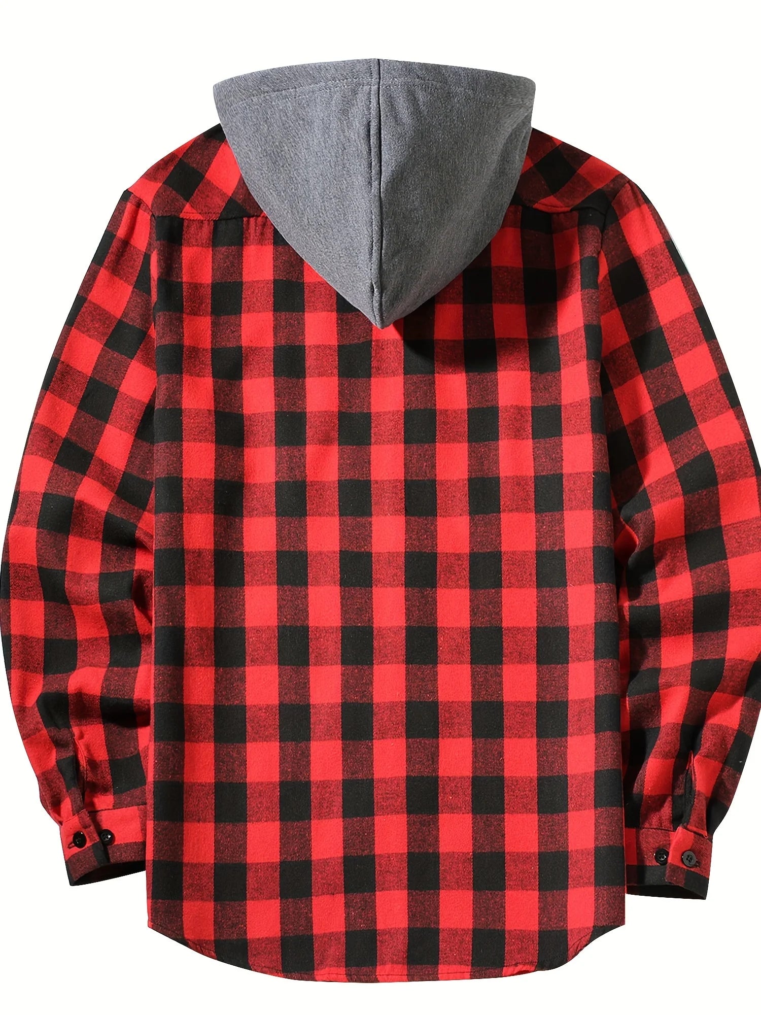 Youth Fashion Street Hooded Plaid Shirt Men's Slim Fit Long Sleeved Shirt Couple Travel Casual Shirt Men's Sports Shirt Jacket