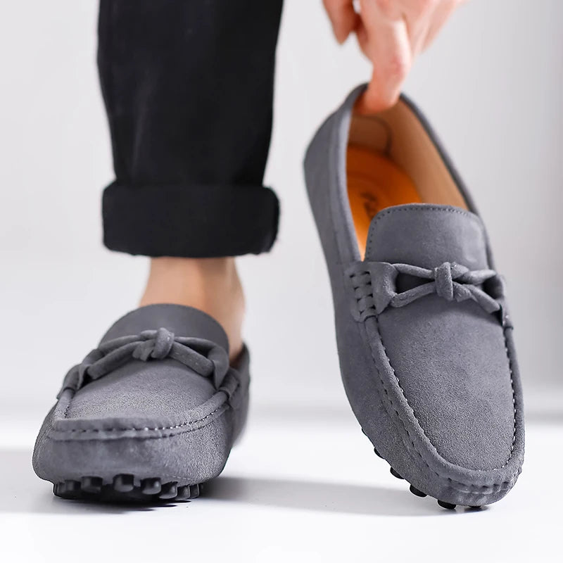 Suede Leather Men Loafers Handmade Slip-On Dress Shoes Comfortable Cushioned Insole Business Casual Shoes Man Driving Moccasins