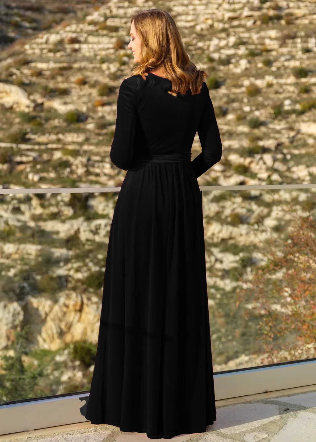 Elegant Women's German Velvet Long Sleeve Dress Autumn Winter New Slim Fit Fashion Waist Tie Female Bridesmaid Long Pocket Dress