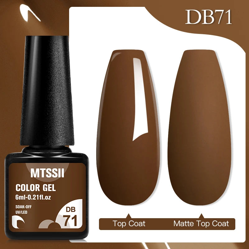 Mtssii 6ML Chocolate Color Gel Nail Polish Brown Semi Permanent UV Gel Autumn Winter Popular Soak Off Nail Art Gel Varnishes