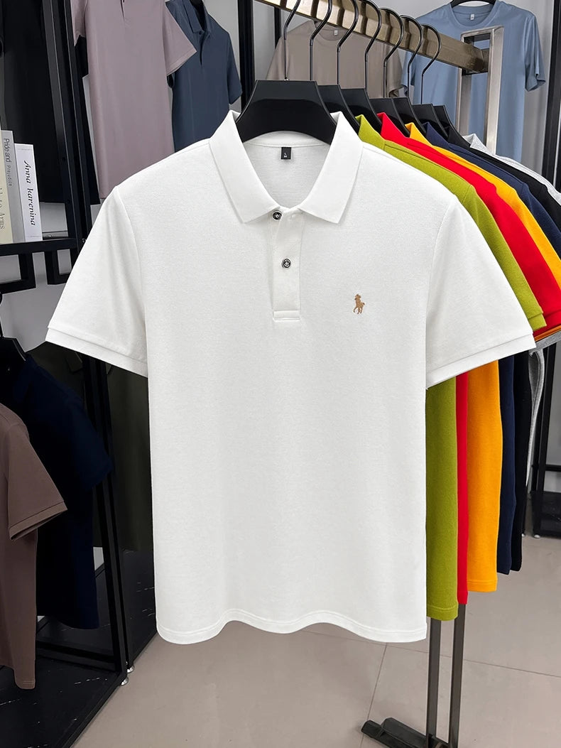 Premium Luxury Brand Men's Polo Shirt Lapel Horse Embroid Short Sleeve 100Cotton T-Shirt Business Office Golf Summer Men's Wear