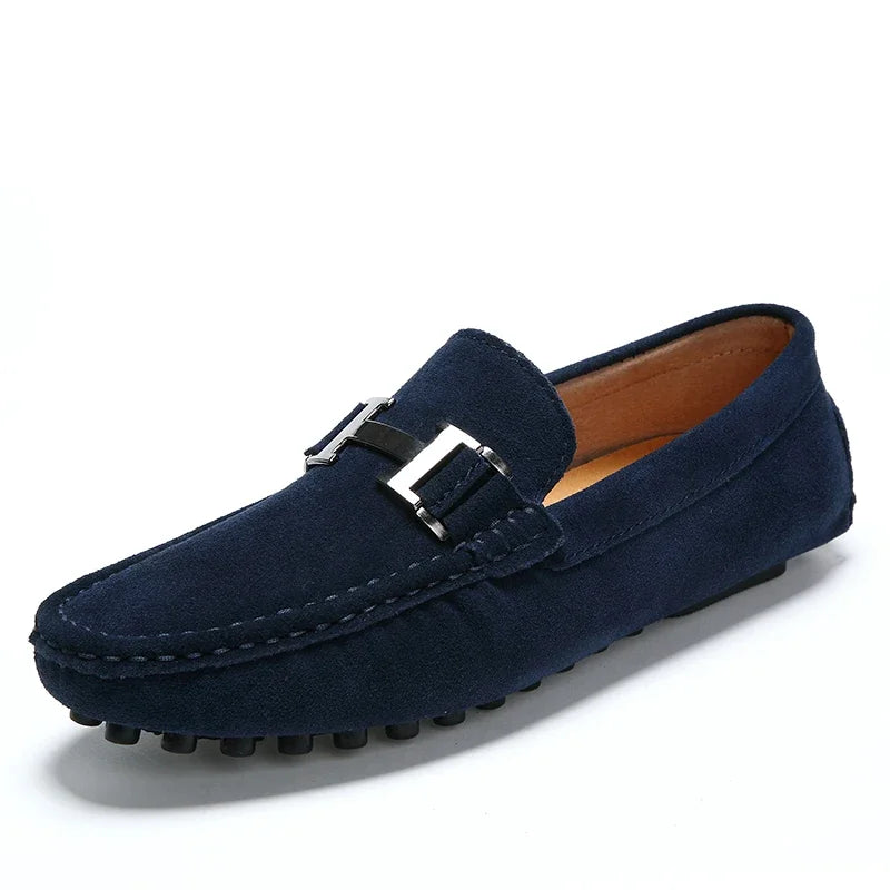 Classic Mens Loafers Male Summer Soft Shoes Fashion Men's Casual Leather Shoe Suede Casual Flats Breathable Hand-stitching Shoes