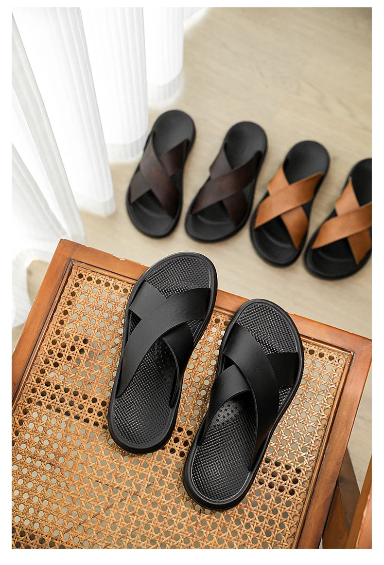 Men's Slippers 2025 Summer Large Size Outdoor Beach Casual Sandals Trend Men Shoes Flat Non-slip Comfortable Shoes Zapatillas