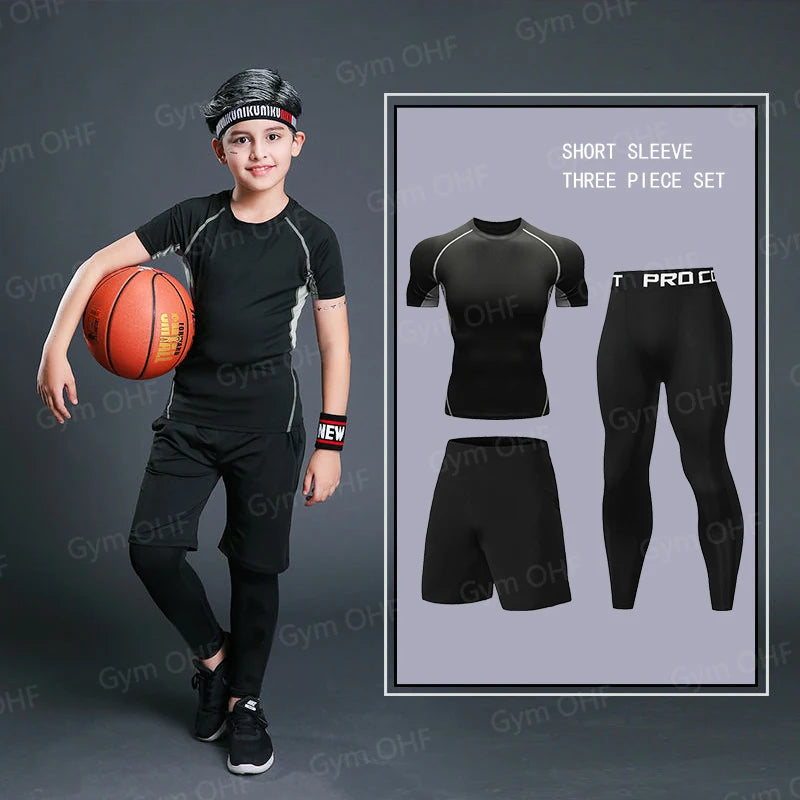 Kids Gym Trousers Brand Black Tights Girl Sport Leggings For Boys Pants Fitness Running Quick Dry Children Yoga Training Bottoms