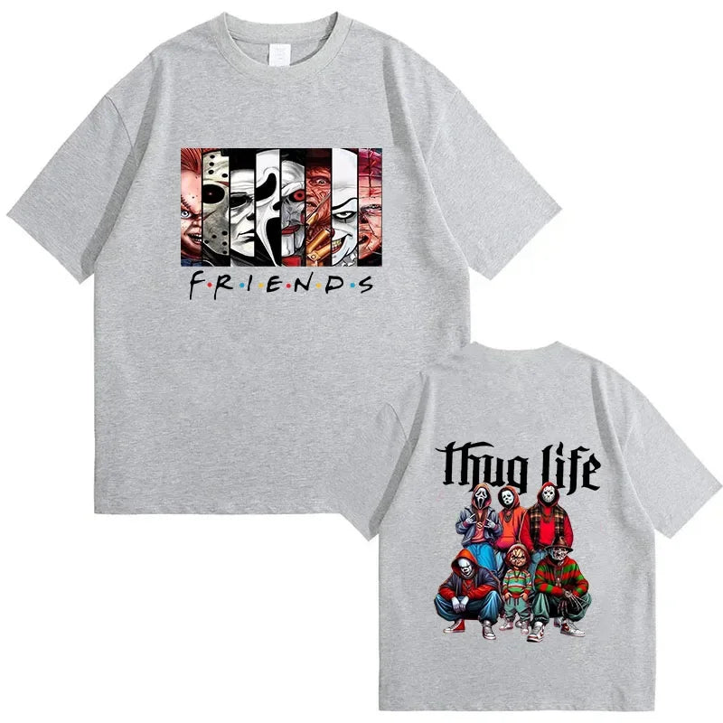 Friends T-Shirt Best Stephen King Horror Characters Printed Cartoon Men Women Fashion Tops Oversized Tee Halloween Clothes