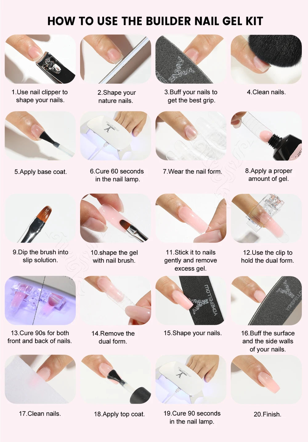 YOKEFELLOW 15g Jelly Extension Gel Nail Polish Nude Pink Clear Building Construct Extend Gel Soak Off UV LED Acrylic Gel Varnish