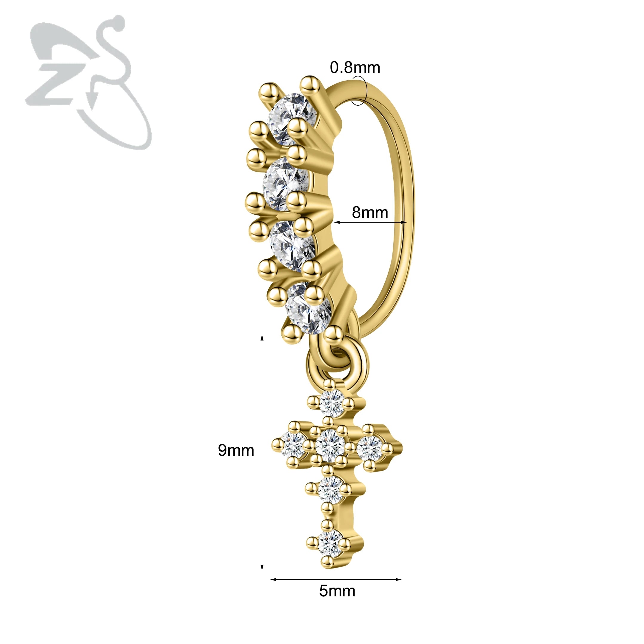 ZS 1PC Butterfly Leaf Moon Shape Nose Piercing Silver Color Septum Ring Stainless Steel Nose Clicker Cartilage Piercing 20G