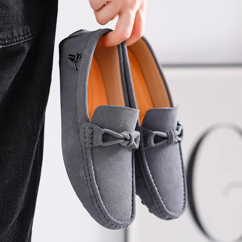 Suede Leather Men Loafers Handmade Slip-On Dress Shoes Comfortable Cushioned Insole Business Casual Shoes Man Driving Moccasins