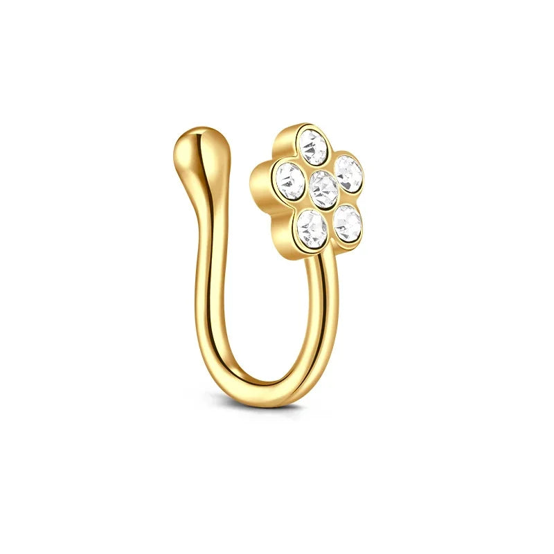 1Pcs Stainless Steel Nose Ring Hoop C Shape Septum Rings Non Piercing Ear Clip Earring Fake Nose RingsWomen Piercing Jewelry