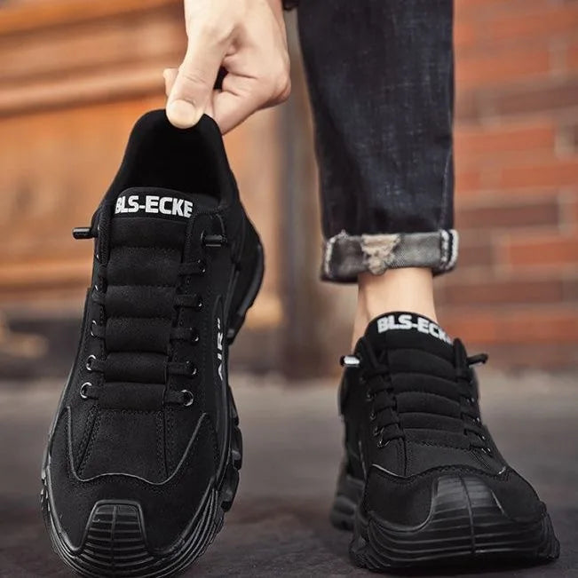 Men Thick-soled Vulcanized Shoe Spring Chunky Construction Shoes Fashion Slip-on Men Sneakers Leather Waterproof Men Casual Shoe