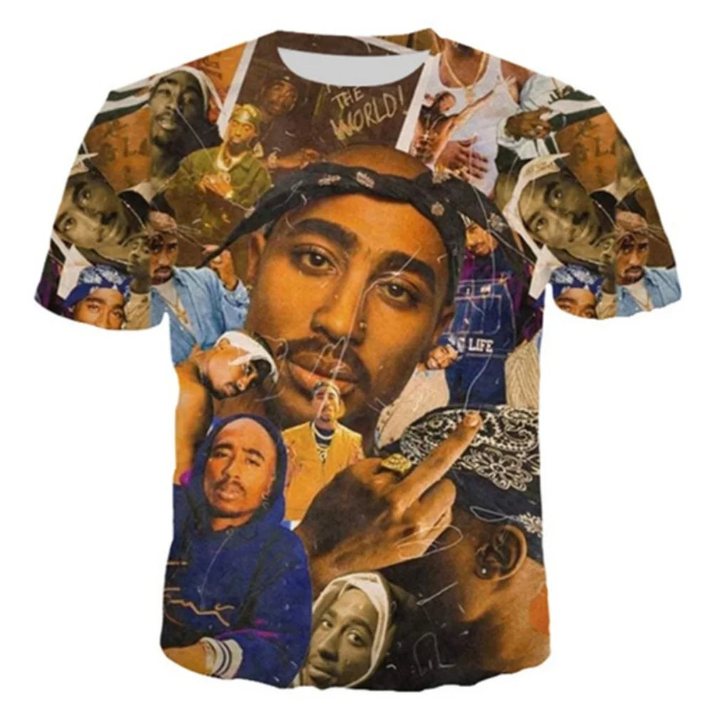 New T-Shirt Harajuku Men T-Shirt Fashion 2pac Graphic T Shirts Hip Hop Men's T-Shirts Summer Tops T-Shirts Man Designer Clothes