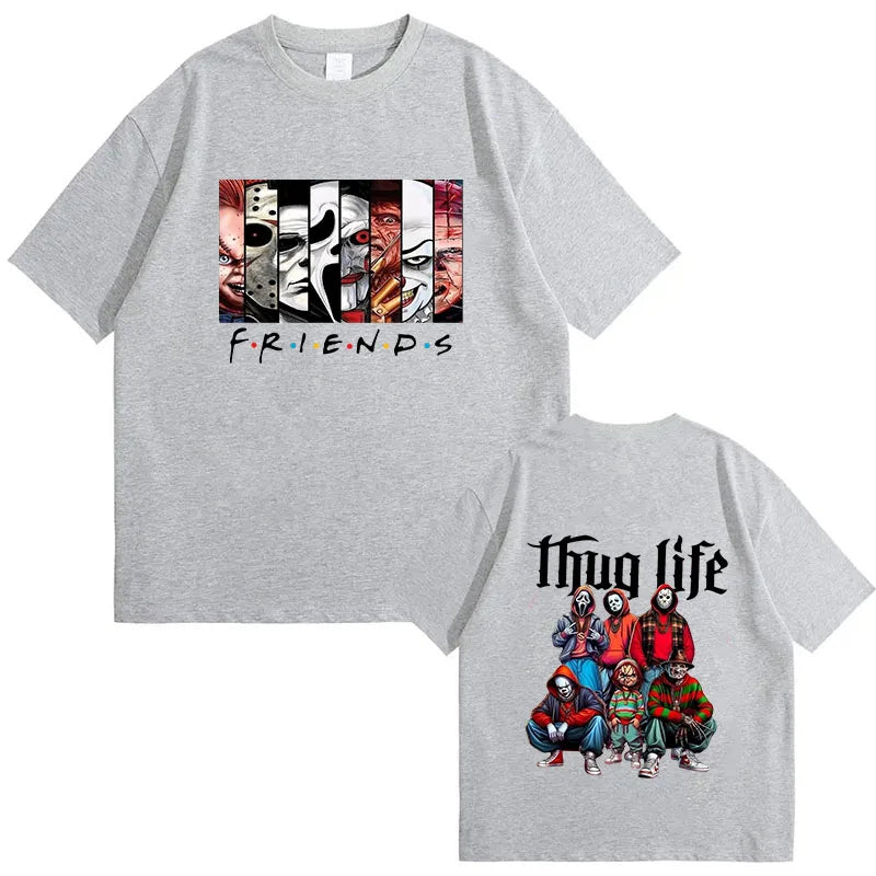Friends T-Shirt Best Stephen King Horror Characters Printed Cartoon Men Women Fashion Tops Oversized Tee Halloween Clothes