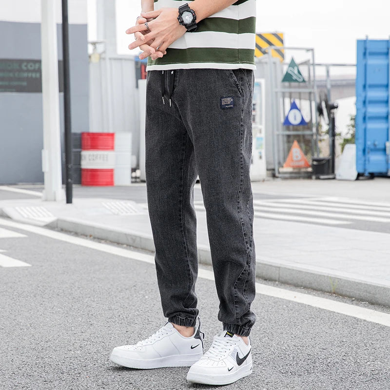 New Big Size 8XL Men's Jogger Jeans Streetwear Black Blue Casual Denim Cargo Pants Stretch Cotton Taper Jeans Baggy Trousers