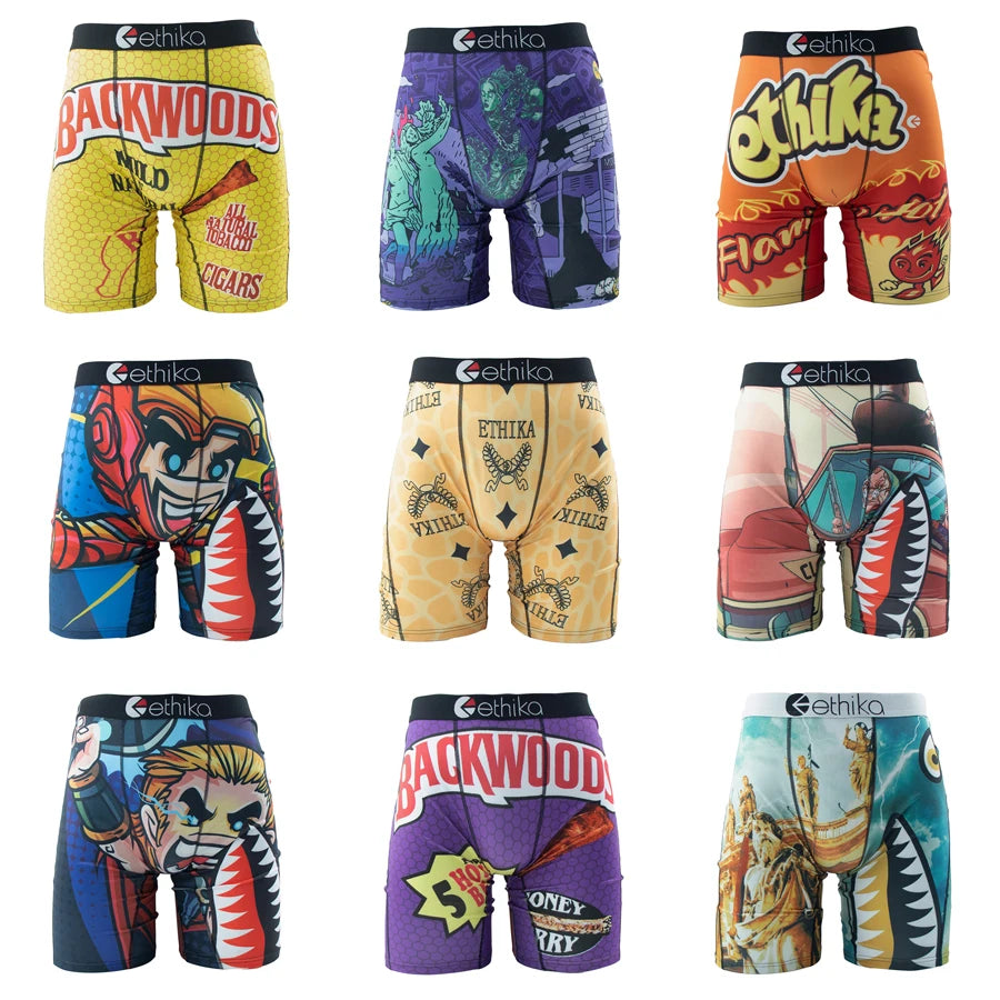 ETHIKA 1Pcs Sexy Men Underwear Boxers Breathable Swimming Man Underpants Plus Size S-3XL Mens Trunks Men's Panties Boxer Briefs