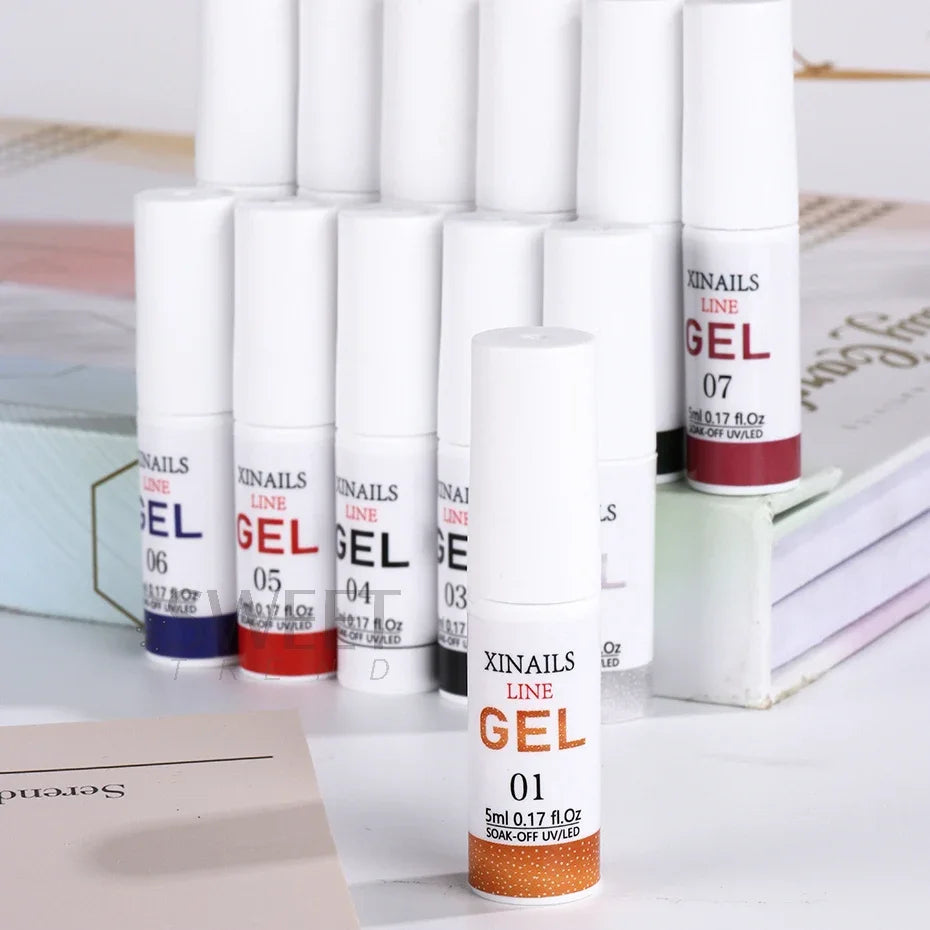 5ml Liner Gel Nail Polish Wire Silk Pen With Brush Black White Semi Permanent Painting Graffiti Tools Drawing Manicure Varnishes