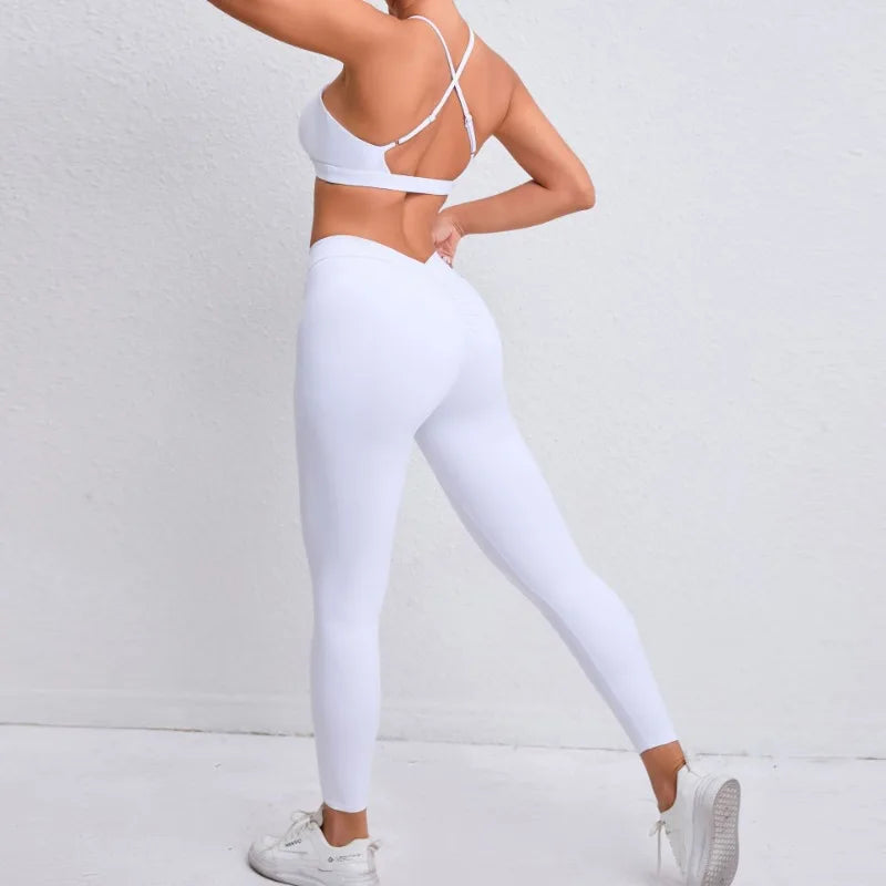 Seamless Yoga Sets Sports Fitness Hip-lifting Nude Feel Pants Cross Beauty Back Bra Suits Workout Gym Leggings Set for Women
