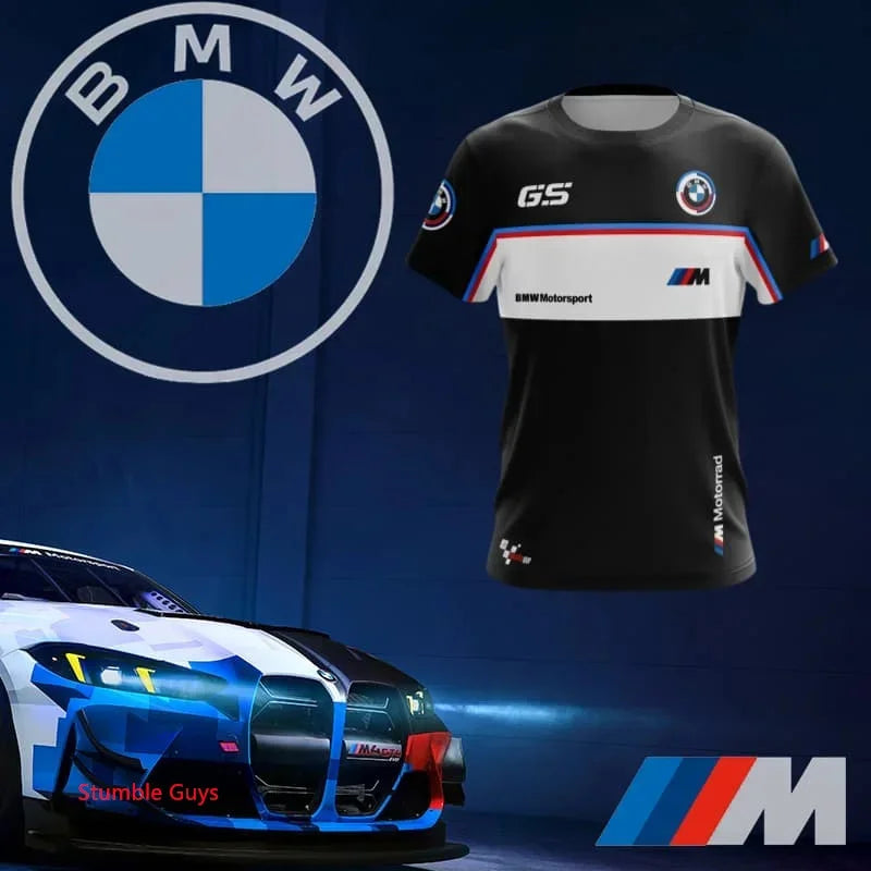 Summer Men's BMW T-Shirt Sports Motorcycle Racing Short Sleeve Fashion Casual M Power Car Brand Clothes