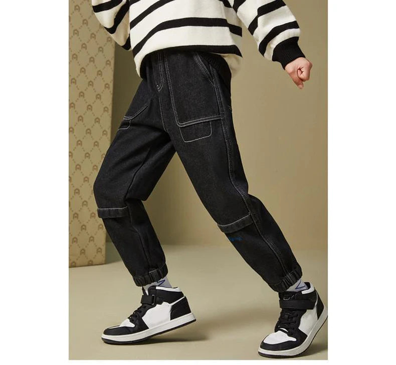 IENENS Autumn Boy's Jeans Clothes Kids Cowboy Pants Children Casual Denim Clothing Bottoms Trousers Baby Boy Casual Soft Jean