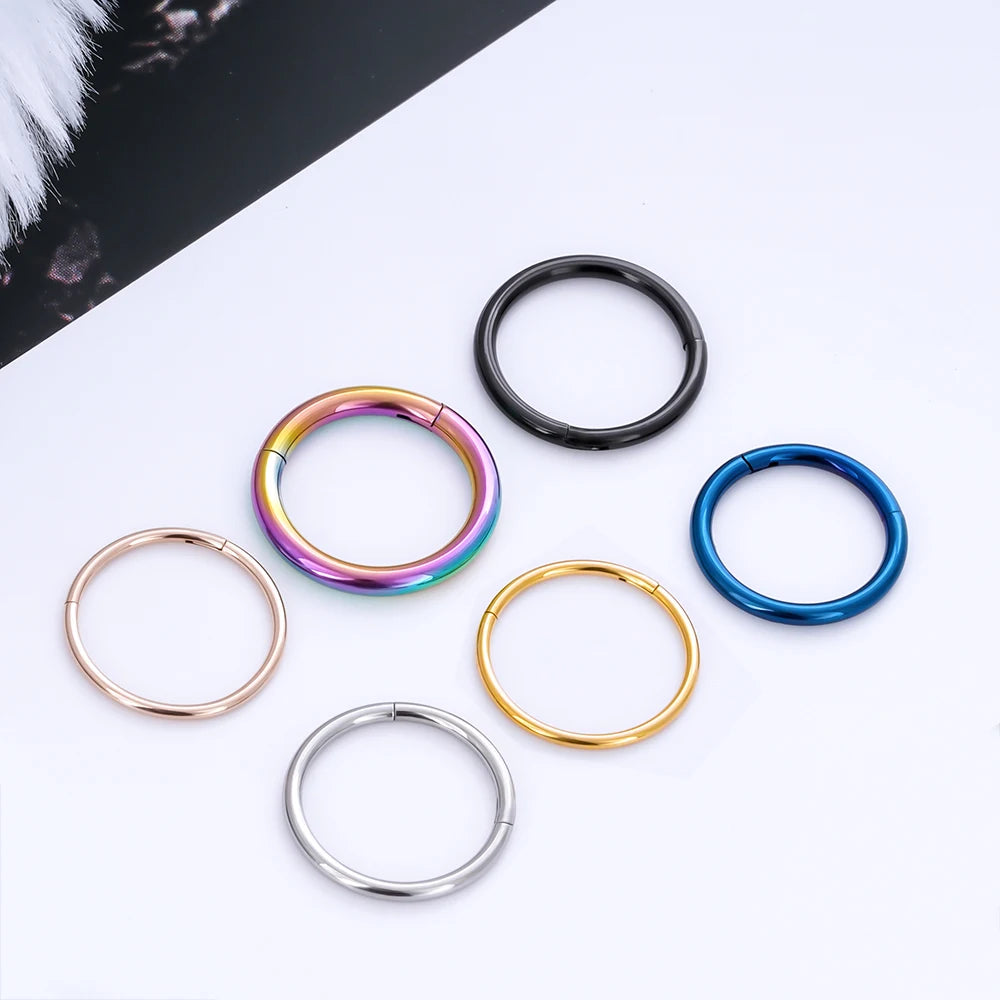 Wholesale G23 Titanium Piercing Nose Ring Hoop Earring For Women Jewelry Lip Ear Ring Hoop Mixed Color Body Clips Hinge