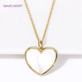 18K Gold Plated Natural Shell with Zircon/Pearl Heart Shape Pendant Necklace Trendy Necklaces For Women Jewelry Party Gifts