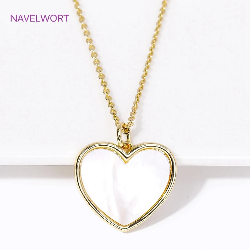 18K Gold Plated Natural Shell with Zircon/Pearl Heart Shape Pendant Necklace Trendy Necklaces For Women Jewelry Party Gifts