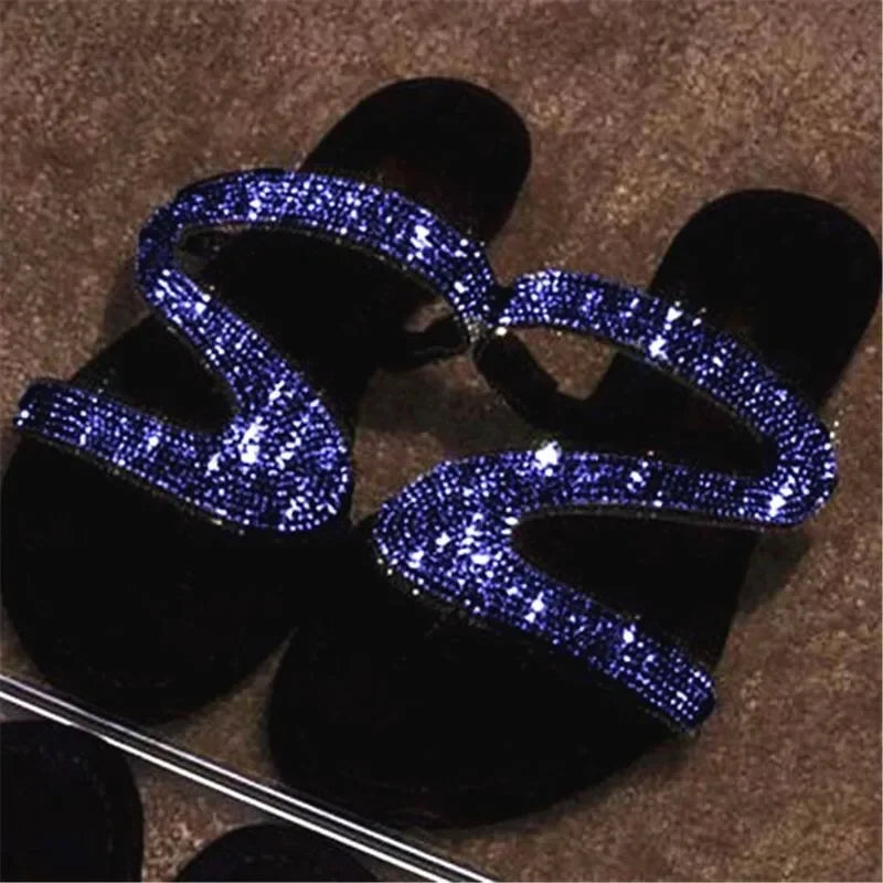 Women Summer Flat Bling Slippers Female Flip Flops Sandals Outdoor Beach Women Sandals  Glitter Shoes for Women 2024