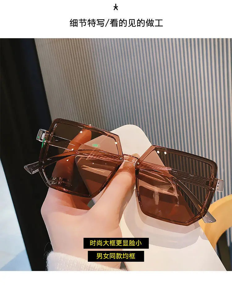 Vintage Women Large Frame Square Sunglasses Men Luxury Sun Glasses Brand Design Trendy Eye Glasses UV400 Shades Driving Goggle