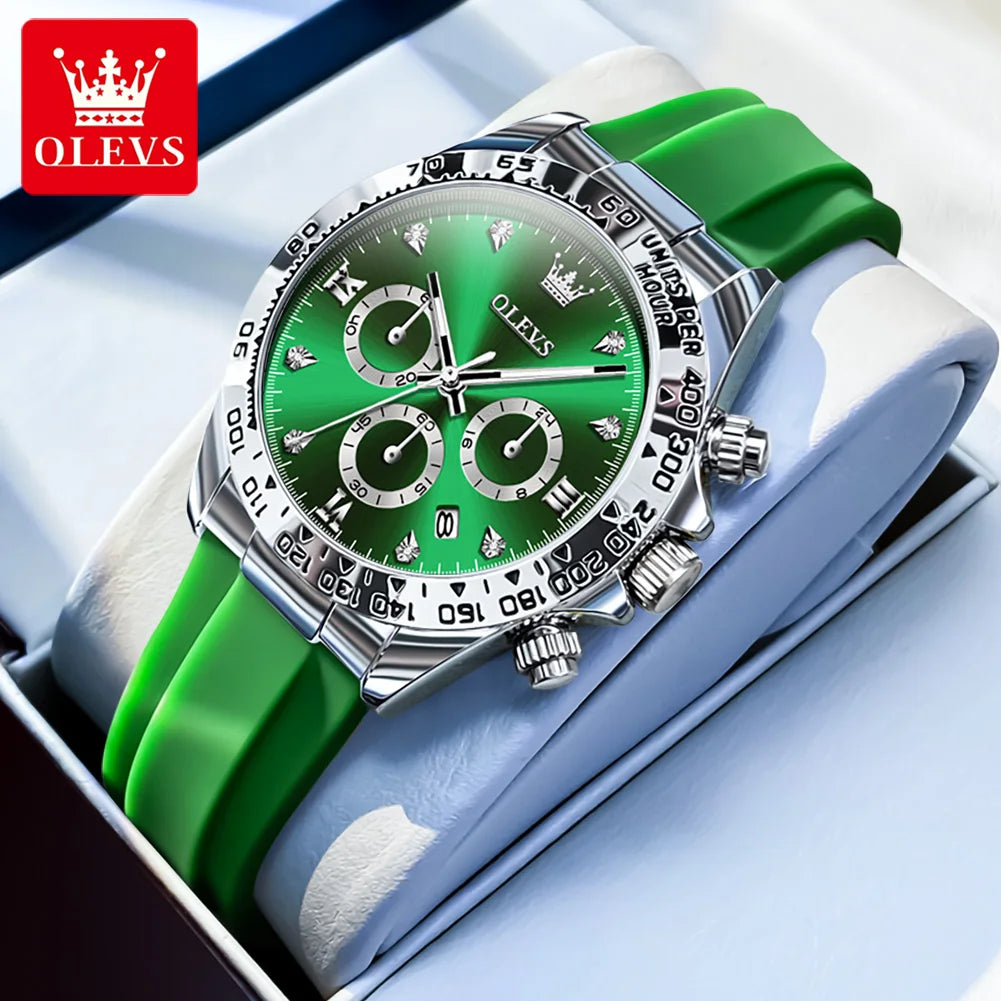 OLEVS 5618 Women Watch HD Multi functional Waterproof Luminous Chronograph Sports Silicone Strap Luxury Brand Quartz Women Watch
