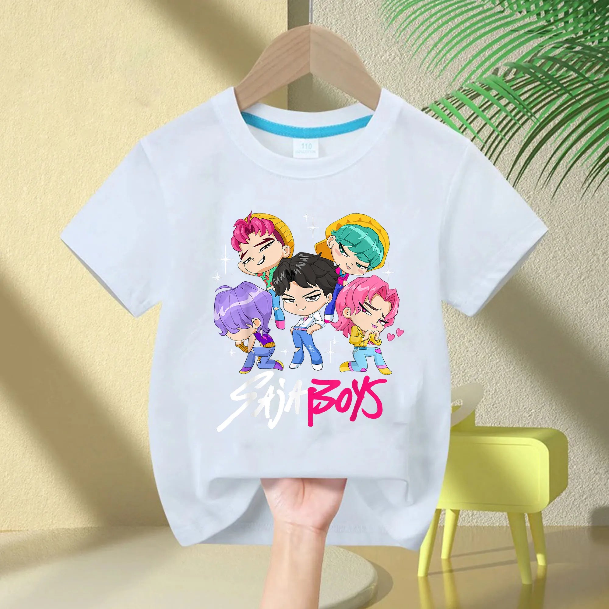 New 2025  KPop Demon Hunters Saja Boys Cartoon Boys T-shirt Round Neck Print Fashion Casual Top Children's T-shirt Kids Clothing