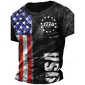 Summer Men's Retro Flag Printed T-shirt 3D Skull Round Neck Short Sleeve Casual Breathable Men's Large Size T Shirt Hot Model