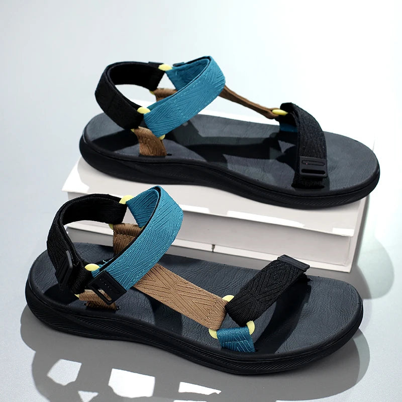 Summer Men's Sandals Outdoor Wadable Man Support Yoga Mat Gladiator Open Beach Slippers Antiskid Durable Flat Men Shoe Size40-45